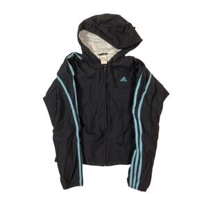 Adidas Track Jacket Women's Small Black Light Blue Older Model